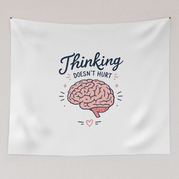 Item preview, Thinking Doesn't Hurt - Funny Brain Illustration. designed and sold by Nela-&-Lena.
