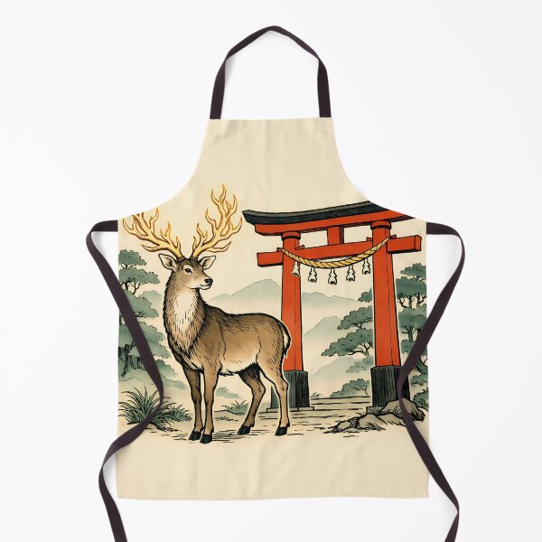 Item preview, Sacred Nara Deer - Japanese Ukiyo-e Torii Gate Poster designed and sold by AuraArtistica.