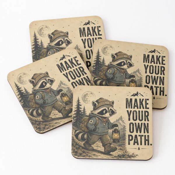 Item preview, Make Your Own Path | Vintage Raccoon Adventure Retro Graphic Sticker & T-Shirt designed and sold by Alt Fandom Co..