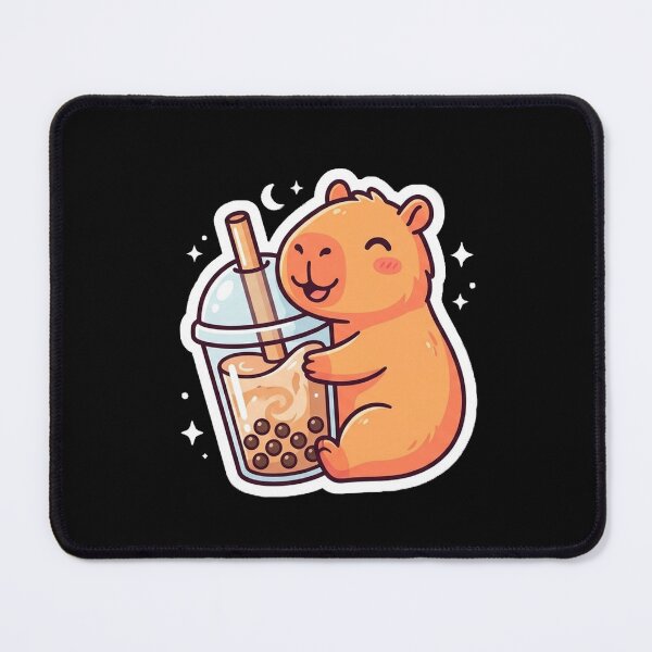 Item preview, Cute Capybara Hugging Bubble Tea Kawaii Sticker PNG designed and sold by showoffmarket.
