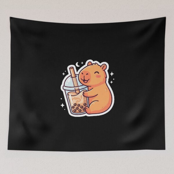 Item preview, Cute Capybara Hugging Bubble Tea Kawaii Sticker PNG designed and sold by showoffmarket.