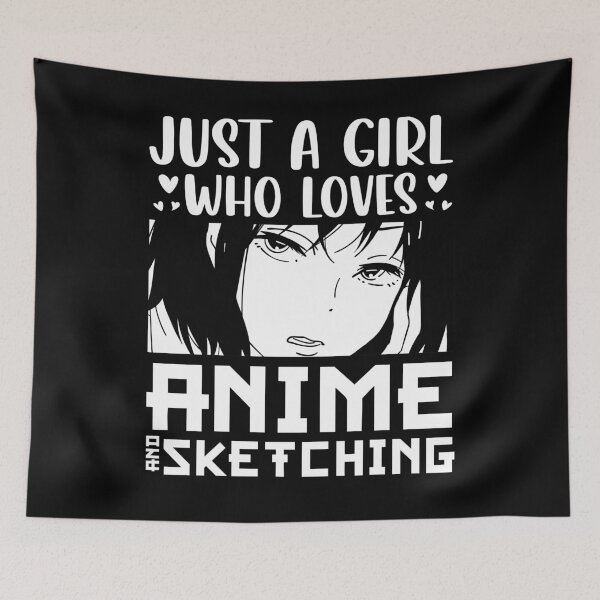 Item preview, Just A Girl Who Loves Anime & Sketching – Minimalist Anime Girl designed and sold by bella-rosa87.