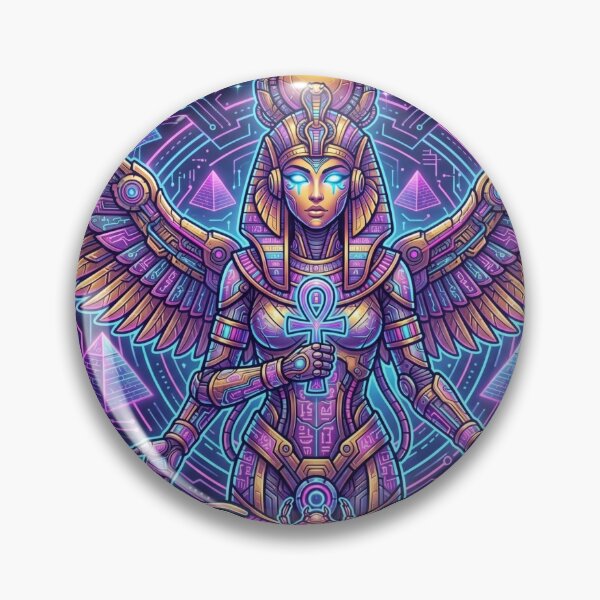 Item preview, Neon Cyberpunk Isis Goddess - Cyber Egypt Futuristic Queen Art designed and sold by alalame.