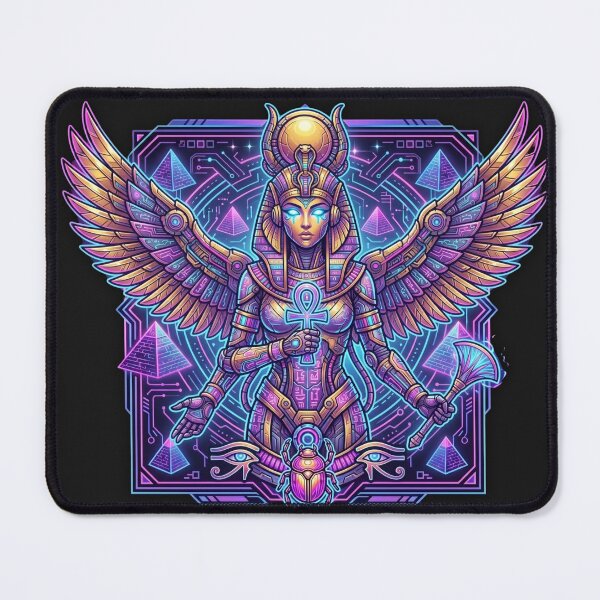 Item preview, Neon Cyberpunk Isis Goddess - Cyber Egypt Futuristic Queen Art designed and sold by alalame.