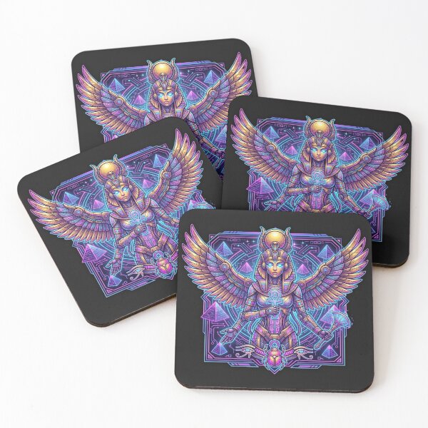 Item preview, Neon Cyberpunk Isis Goddess - Cyber Egypt Futuristic Queen Art designed and sold by alalame.