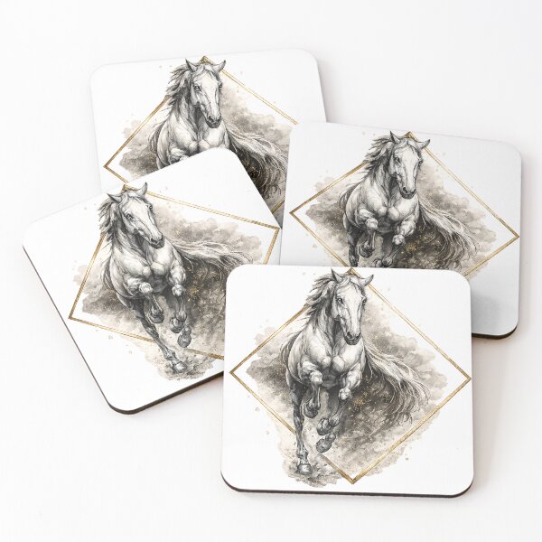 Item preview, Majestic Galloping Horse in Ink and Gold designed and sold by thirtyonestars.
