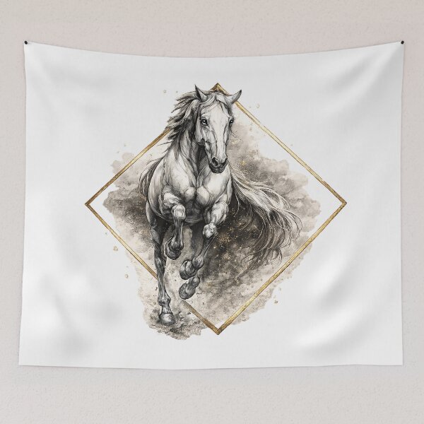 Item preview, Majestic Galloping Horse in Ink and Gold designed and sold by thirtyonestars.