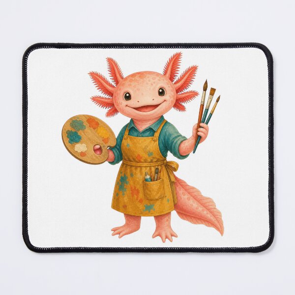 Item preview, Cheerful Axolotl Leading a Colorful Art Class designed and sold by Whimsy Paw Studio | Cute Animal Art.