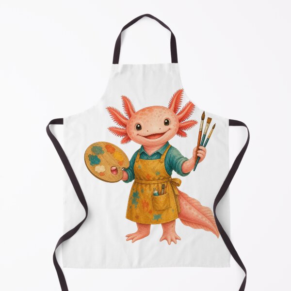 Item preview, Cheerful Axolotl Leading a Colorful Art Class designed and sold by Whimsy Paw Studio | Cute Animal Art.