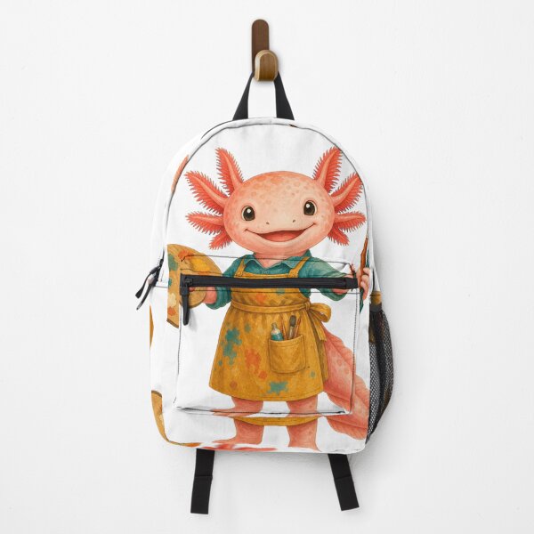 Item preview, Cheerful Axolotl Leading a Colorful Art Class designed and sold by Freshloop Studio | Whimsical Vintage Art.
