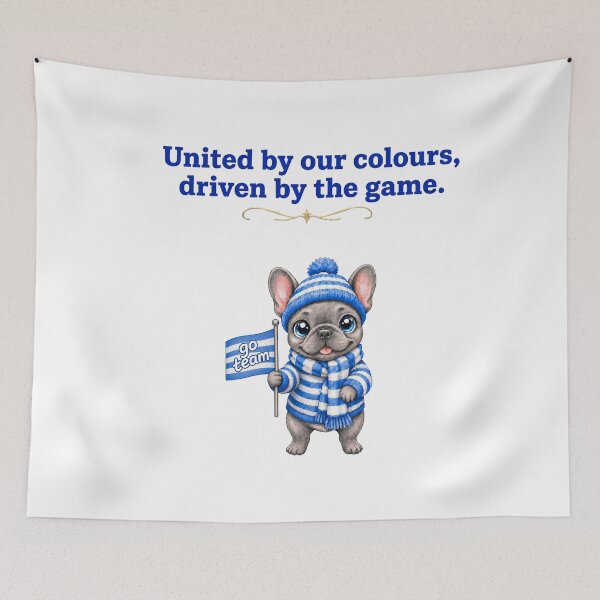 Item preview, Go Team French Bulldog – Blue & White Supporter designed and sold by ArtisticDesignsbyLinda.