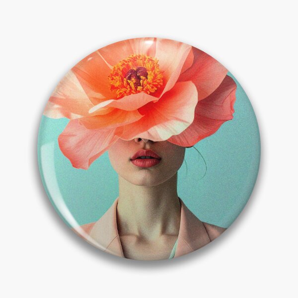 Item preview, Woman with Pink Peony Flower Head Portrait designed and sold by BetweenForms.