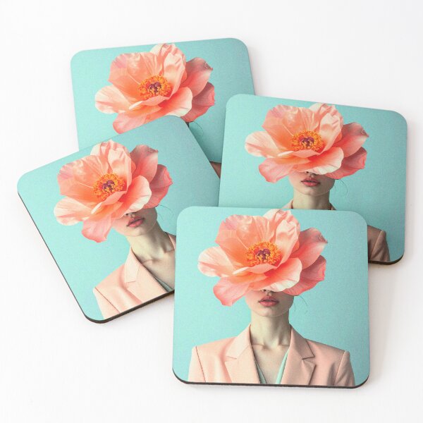Item preview, Woman with Pink Peony Flower Head Portrait designed and sold by BetweenForms.