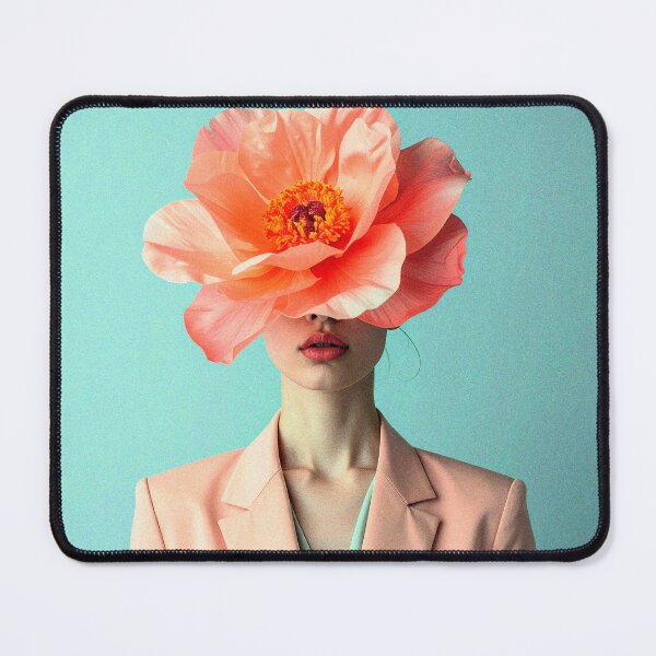 Item preview, Woman with Pink Peony Flower Head Portrait designed and sold by BetweenForms.