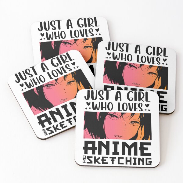 Item preview, Just A Girl Who Loves Anime & Sketching – Retro Anime Quote designed and sold by bella-rosa87.