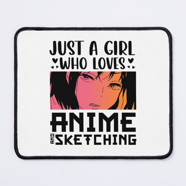 Item preview, Just A Girl Who Loves Anime & Sketching – Retro Anime Quote designed and sold by bella-rosa87.