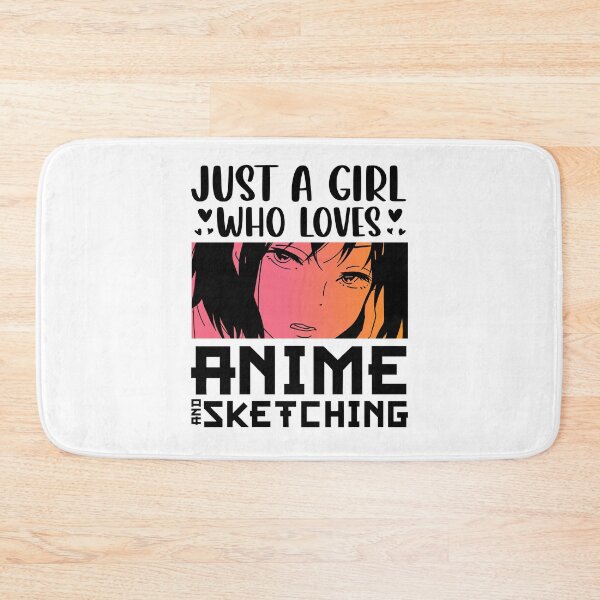 Item preview, Just A Girl Who Loves Anime & Sketching – Retro Anime Quote designed and sold by bella-rosa87.