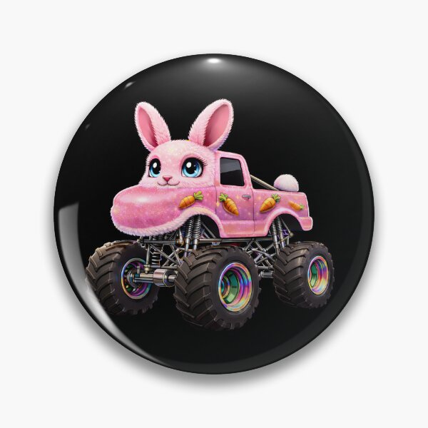 Item preview, Cute Pink Bunny Monster Truck | Kawaii Easter Rabbit Off Road | Funny Big Wheel Truck Cartoon designed and sold by artizallart.