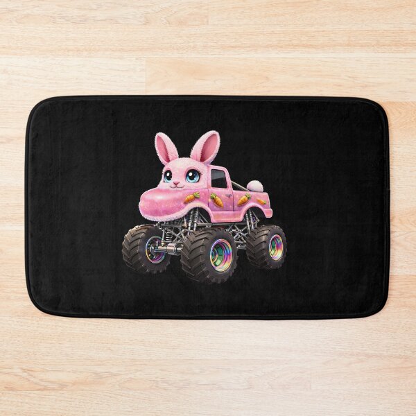 Item preview, Cute Pink Bunny Monster Truck | Kawaii Easter Rabbit Off Road | Funny Big Wheel Truck Cartoon designed and sold by artizallart.