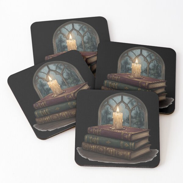 Item preview, Rainy Day Reading Melting Candle Vintage Books Dark Academia Cozy designed and sold by WorldShop17.