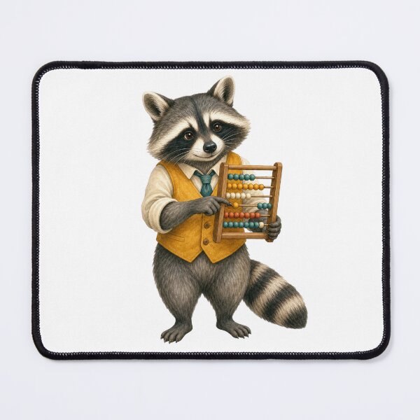 Item preview, Raccoon Math Teacher Counting With a Wooden Abacus designed and sold by Whimsy Paw Studio | Cute Animal Art.