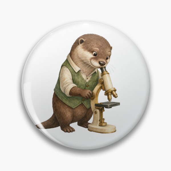 Item preview, Curious Otter Exploring Science With a Tiny Microscope designed and sold by Freshloop Studio | Whimsical Vintage Art.
