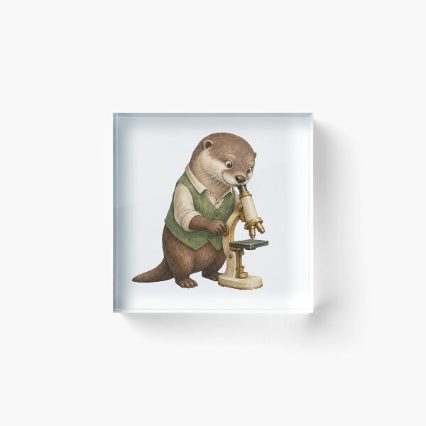 Item preview, Curious Otter Exploring Science With a Tiny Microscope designed and sold by Freshloop Studio | Whimsical Vintage Art.