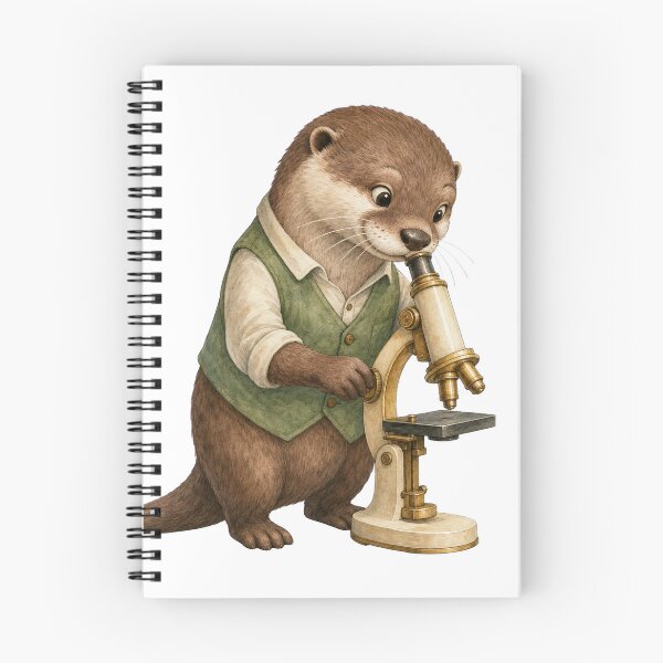 Item preview, Curious Otter Exploring Science With a Tiny Microscope designed and sold by Freshloop Studio | Whimsical Vintage Art.