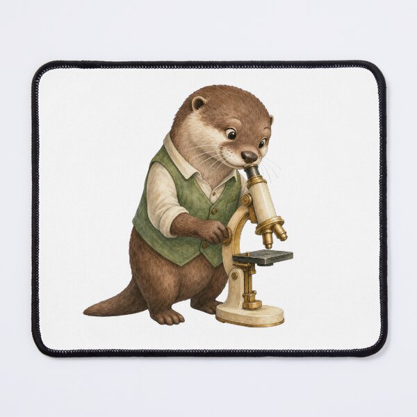 Item preview, Curious Otter Exploring Science With a Tiny Microscope designed and sold by Whimsy Paw Studio | Cute Animal Art.
