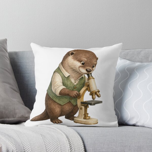 Item preview, Curious Otter Exploring Science With a Tiny Microscope designed and sold by Freshloop Studio | Whimsical Vintage Art.