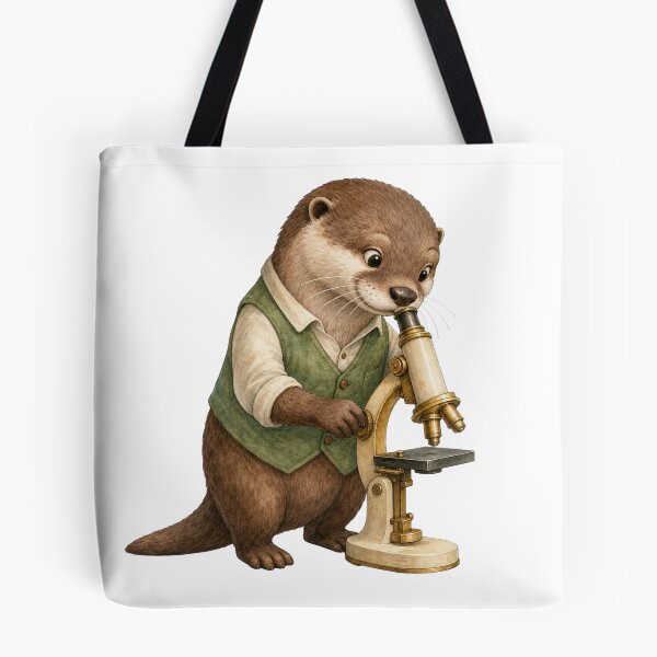 Item preview, Curious Otter Exploring Science With a Tiny Microscope designed and sold by Whimsy Paw Studio | Cute Animal Art.