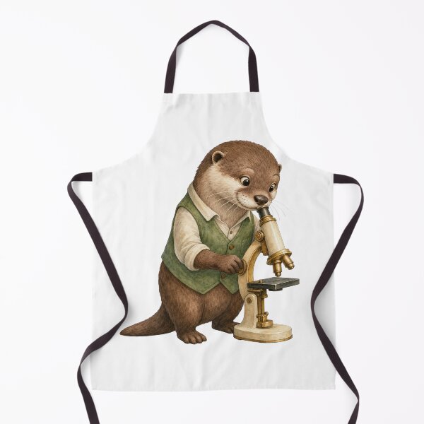 Item preview, Curious Otter Exploring Science With a Tiny Microscope designed and sold by Freshloop Studio | Whimsical Vintage Art.