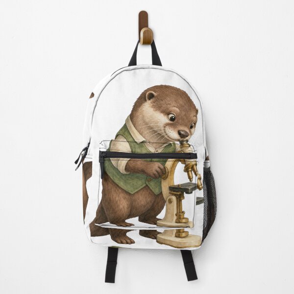 Item preview, Curious Otter Exploring Science With a Tiny Microscope designed and sold by Freshloop Studio | Whimsical Vintage Art.