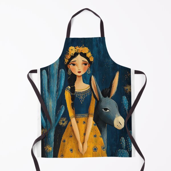 Item preview, Whimsical Girl with Donkey in a Colorful Landscape designed and sold by Artessie.
