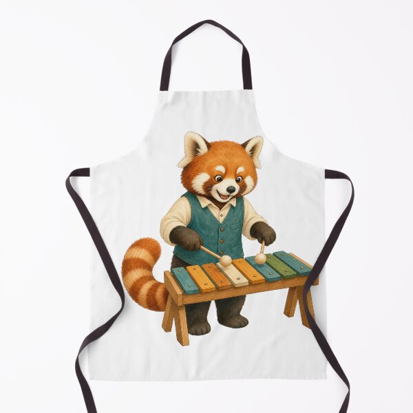 Item preview, Red Panda Music Teacher Playing a Wooden Xylophone designed and sold by Whimsy Paw Studio | Cute Animal Art.