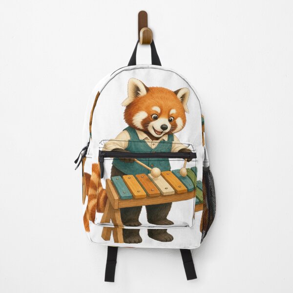 Item preview, Red Panda Music Teacher Playing a Wooden Xylophone designed and sold by Freshloop Studio | Whimsical Vintage Art.