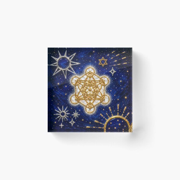 Item preview, Celestial Metatron's Cube Sacred Geometry | Gold & Pearl Cosmic Spiritual Wall Art designed and sold by MandyMCDigi.