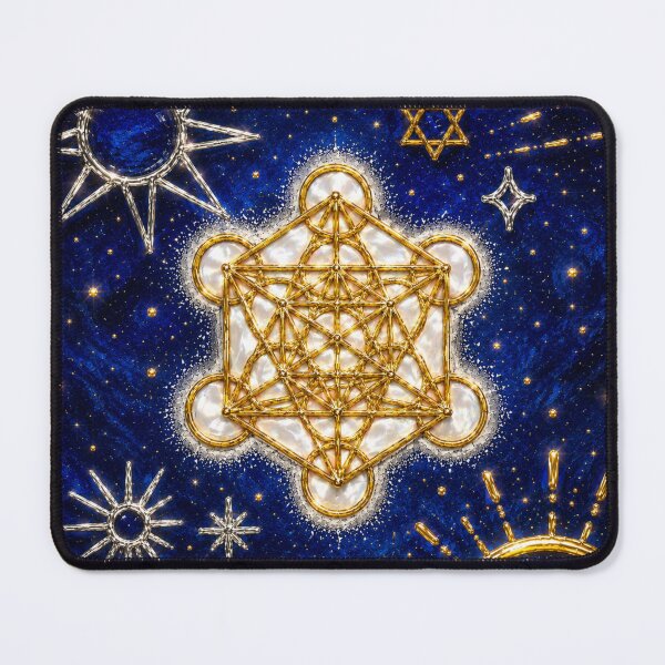Item preview, Celestial Metatron's Cube Sacred Geometry | Gold & Pearl Cosmic Spiritual Wall Art designed and sold by MandyMCDigi.