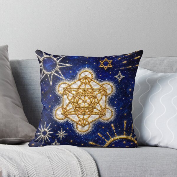 Item preview, Celestial Metatron's Cube Sacred Geometry | Gold & Pearl Cosmic Spiritual Wall Art designed and sold by MandyMCDigi.