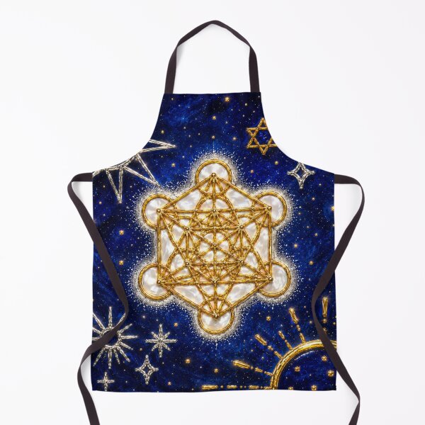 Item preview, Celestial Metatron's Cube Sacred Geometry | Gold & Pearl Cosmic Spiritual Wall Art designed and sold by MandyMCDigi.