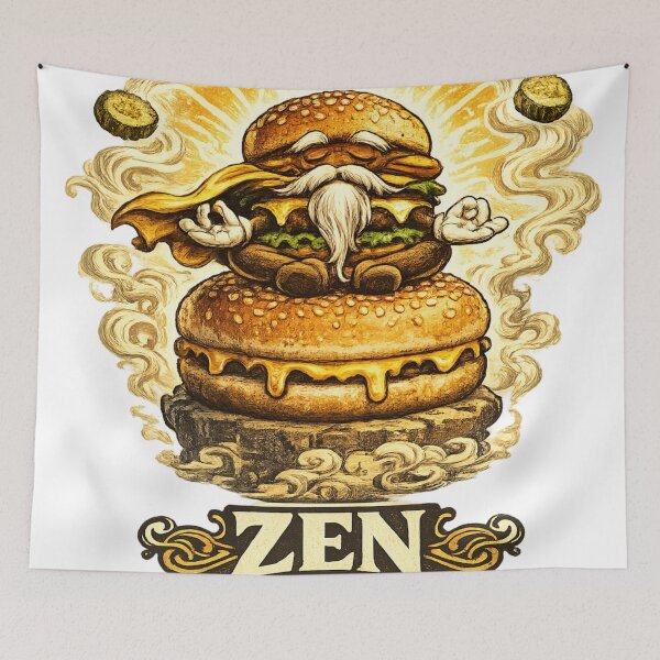 Item preview, Zen Burger Funny Meditating Cheeseburger Vintage Food Graphic designed and sold by irfanshikh.