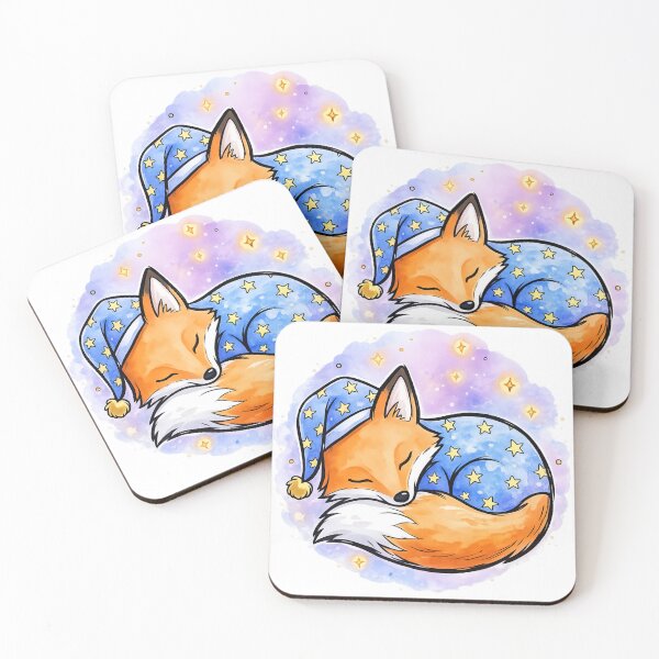 Item preview, Cute Sleeping Fox in Starry Pajamas | Kawaii Nursery Decor | Cozy Baby Woodland Animal | Bedtime Fox Art | Baby Shower Gift designed and sold by Cosmic Doodle Co..