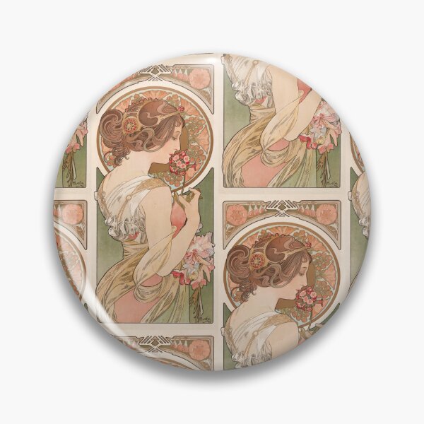 Item preview, Nouveau Woman Smelling Primrose Flowers designed and sold by artofuniverse.