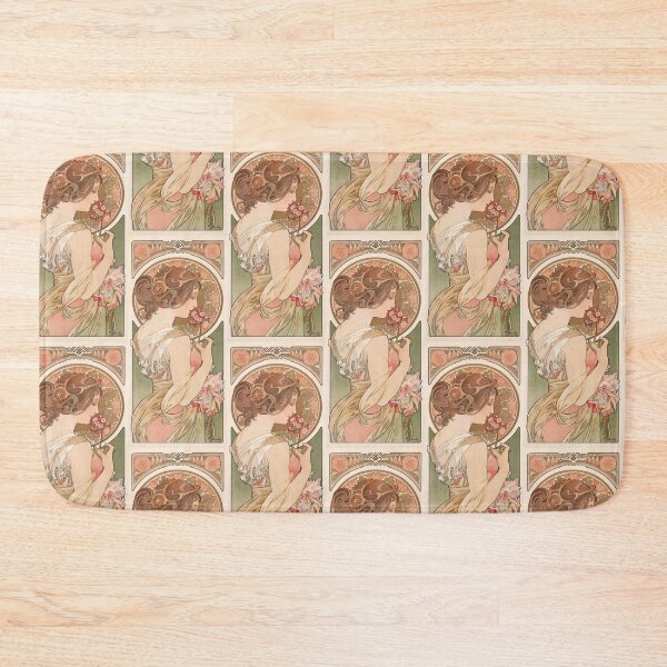 Item preview, Nouveau Woman Smelling Primrose Flowers designed and sold by artofuniverse.