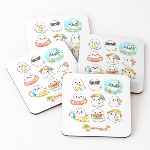 Item preview, Summer Ghost Sticker Pack Cute Spooky Beach Vacation Holiday Fun Design designed and sold by Artycom.