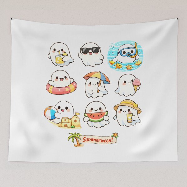 Item preview, Summer Ghost Sticker Pack Cute Spooky Beach Vacation Holiday Fun Design designed and sold by Artycom.