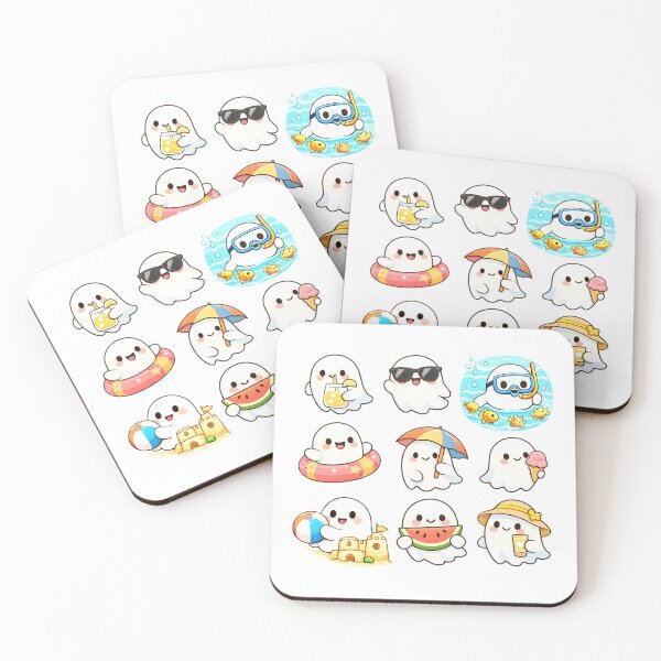 Item preview, Summer Ghost Sticker Pack Cute Spooky Beach Vacation Holiday Fun Design designed and sold by Artycom.