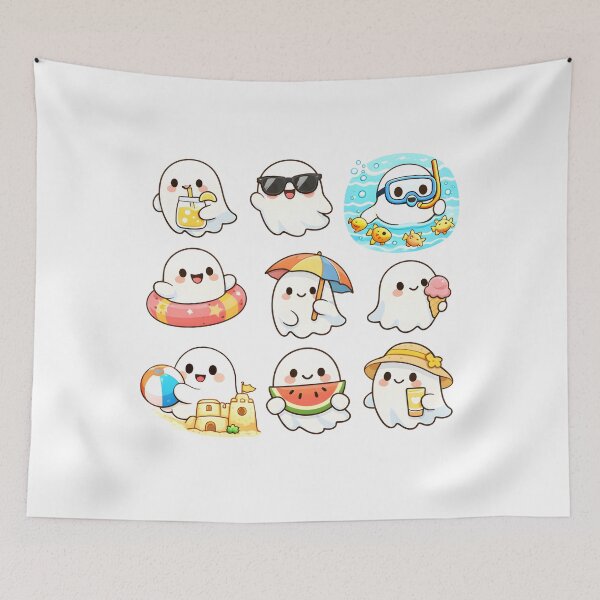 Item preview, Summer Ghost Sticker Pack Cute Spooky Beach Vacation Holiday Fun Design designed and sold by Artycom.
