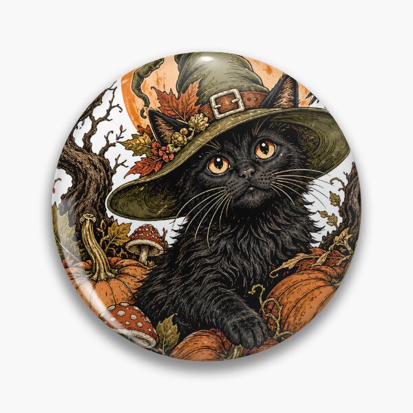 Item preview, Cozy Witchy Black Cat in Autumn Pumpkin Patch designed and sold by BumbleBloom7.