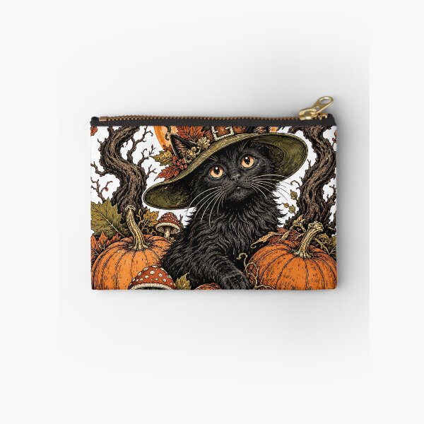 Item preview, Cozy Witchy Black Cat in Autumn Pumpkin Patch designed and sold by BumbleBloom7.